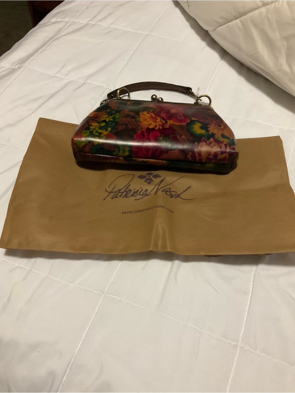 Patricia Nash Brown Multi Floral Kiss-Lock Crossbody Clutch - Picture 9 of 9